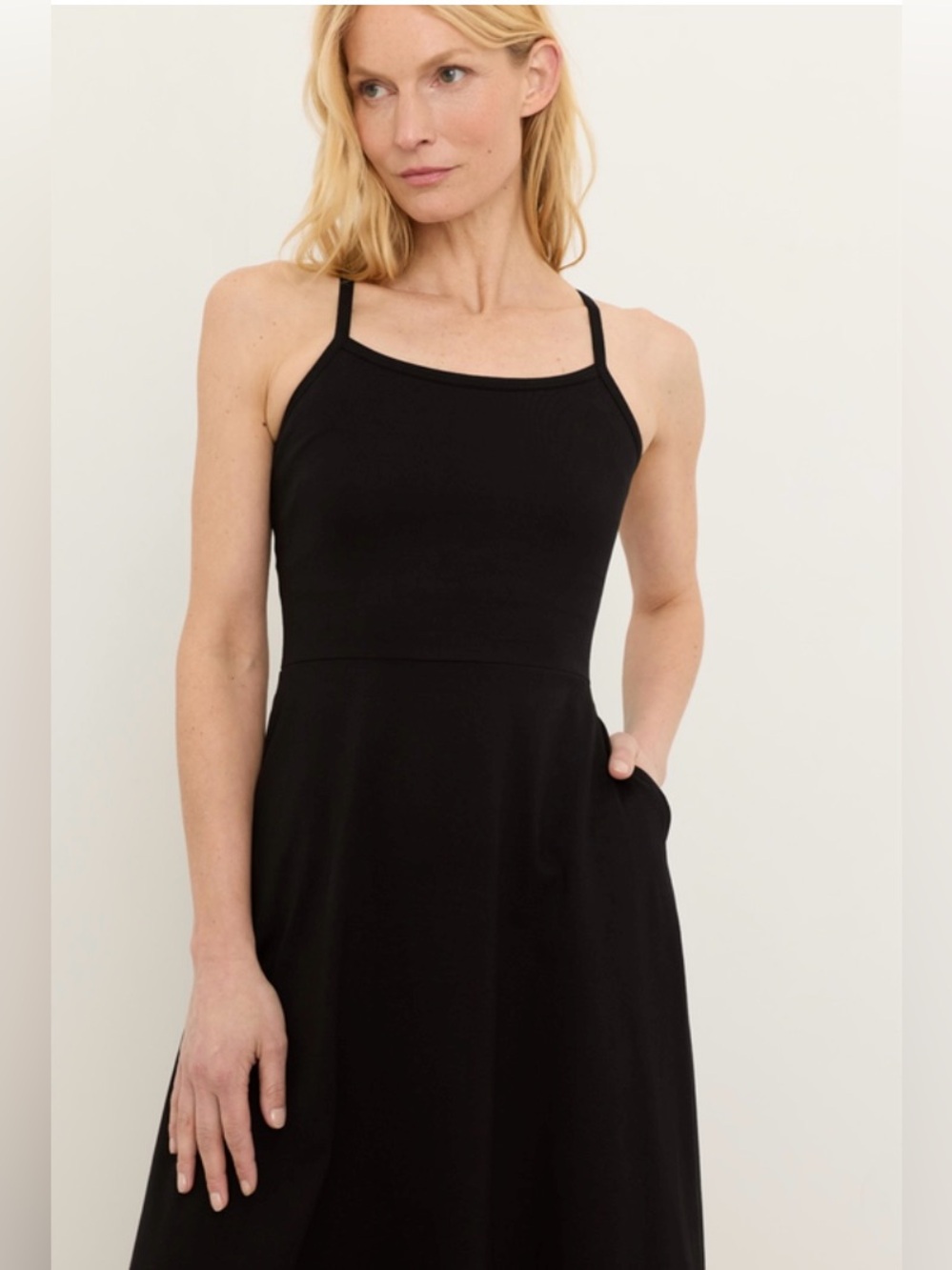 Pact black fit and flare midi dress size XS
